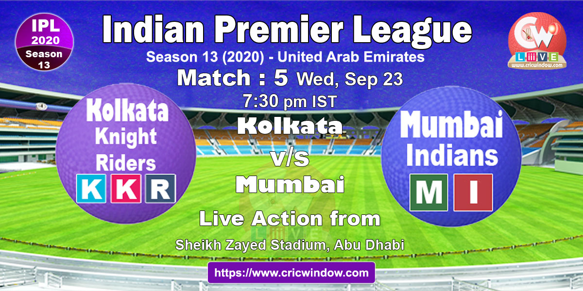 IPL kkr vs mi match live previews 2020
