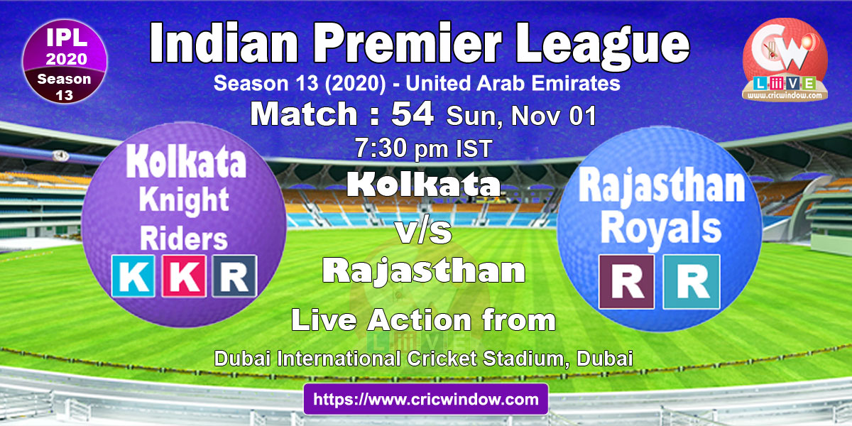 IPL kolkata vs rajasthan match live previews 2020