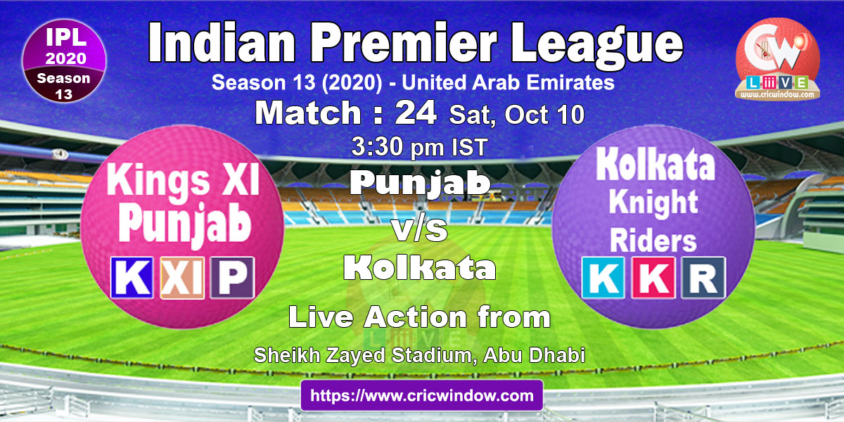 IPL KXIP vs KKR match live previews 2020