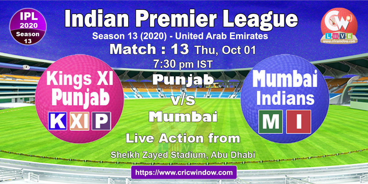 IPL kxip vs mi match live previews 2020