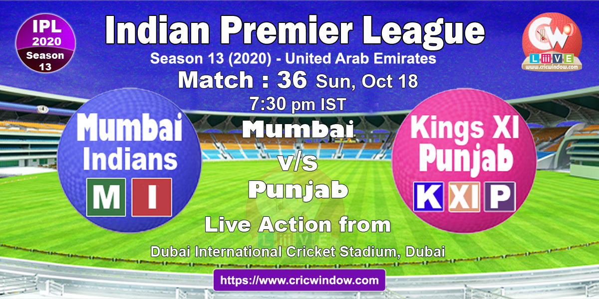IPL mi vs kxip match live previews 2020