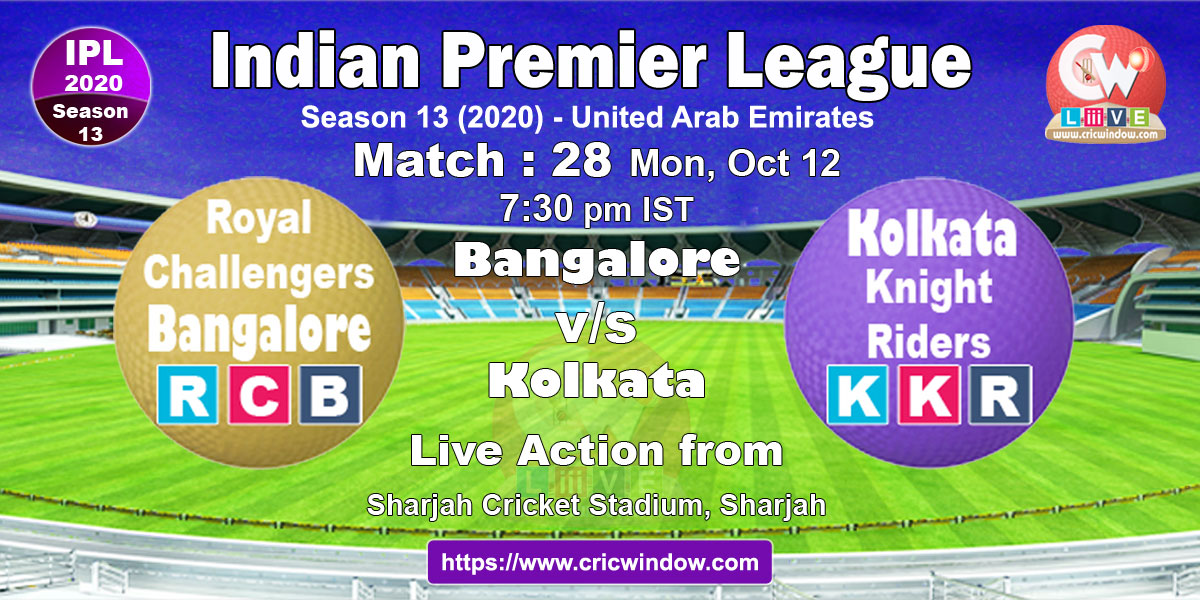 IPL rcb vs kkr match live previews 2020
