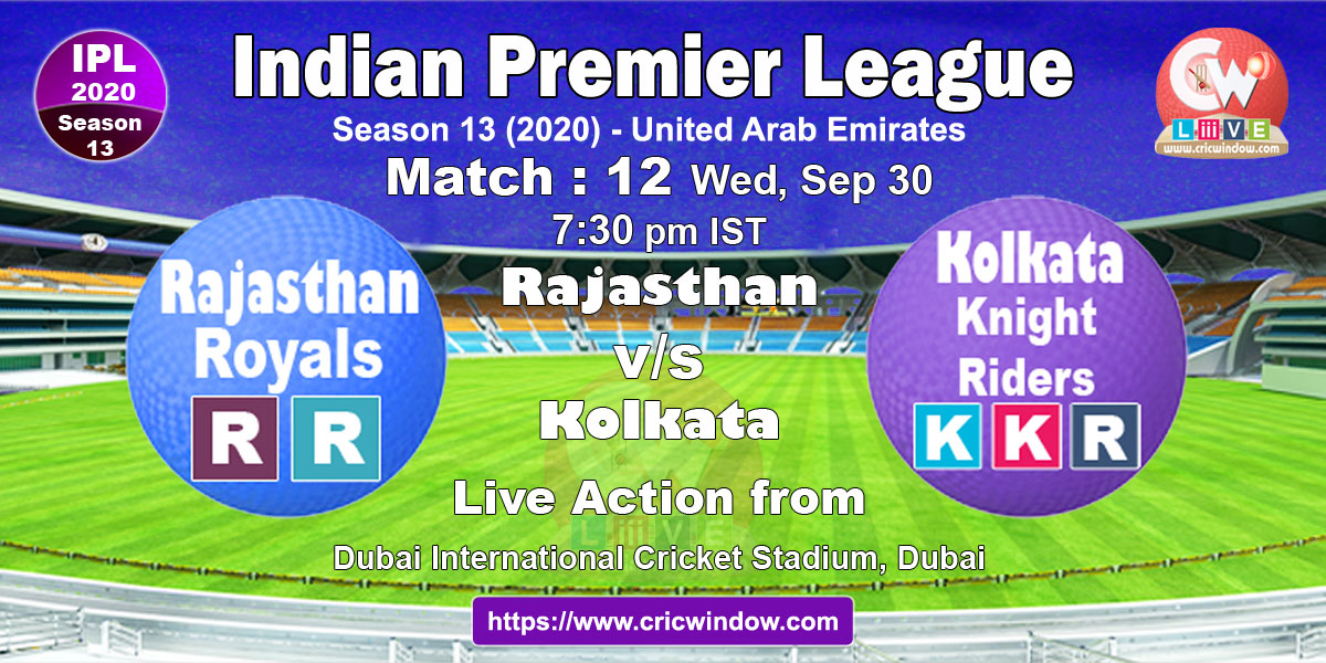 IPL rr vs kkr match live previews 2020
