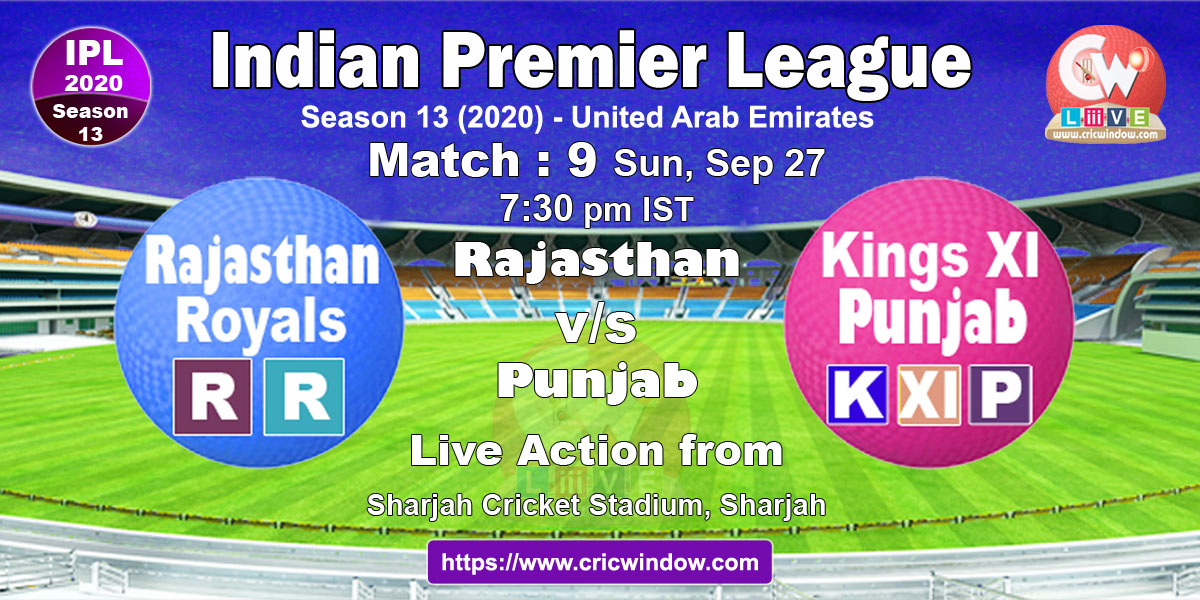 IPL RR vs KXIP match live previews 2020