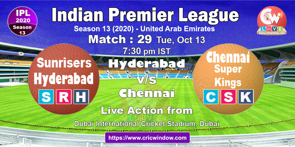 IPL srh vs csk match live previews 2020