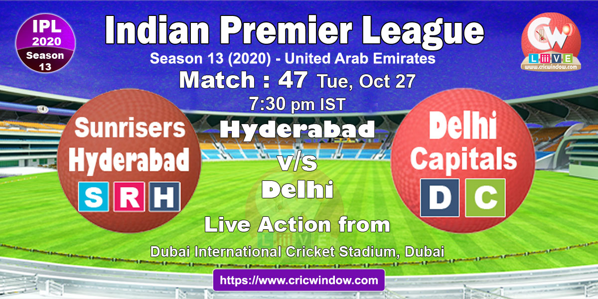 IPL srh vs dc match live previews 2020