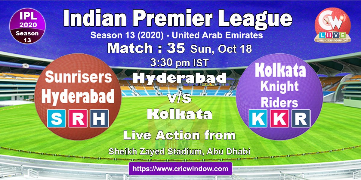 IPL srh vs kkr match live previews 2020