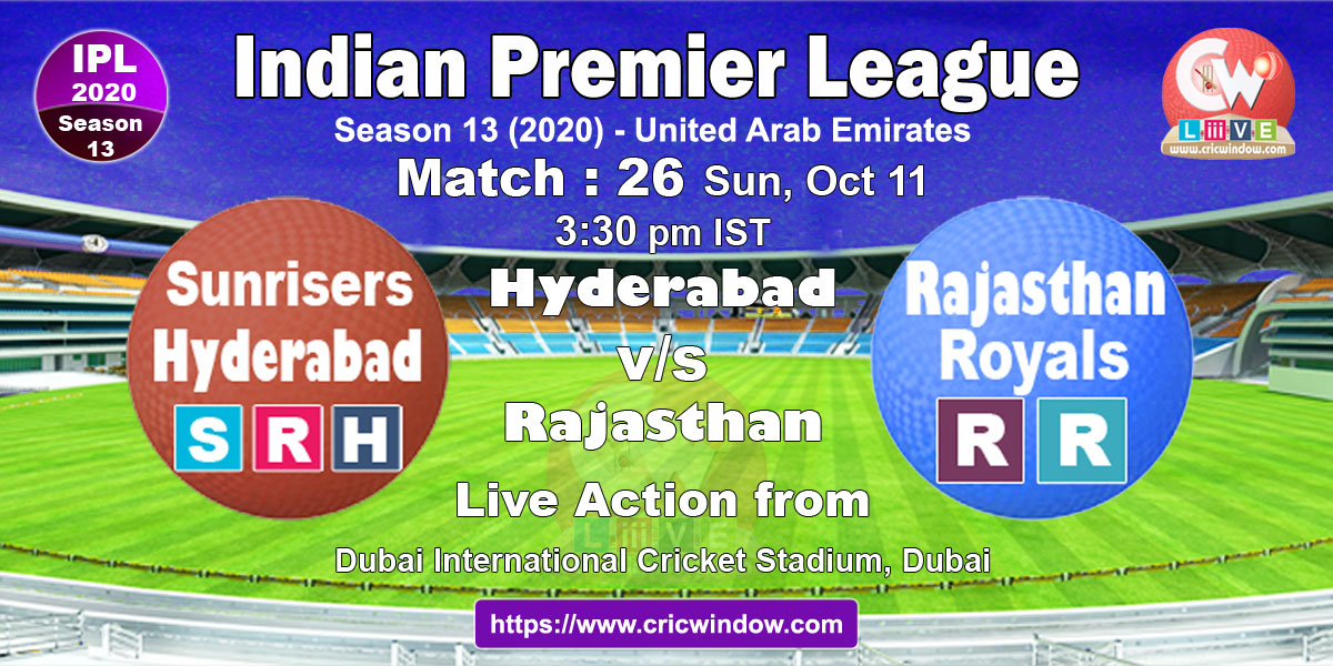 IPL srh vs rr match live previews 2020