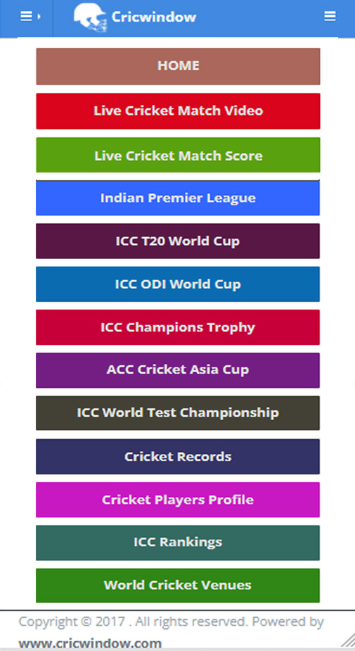 cricwindow mobile app main page