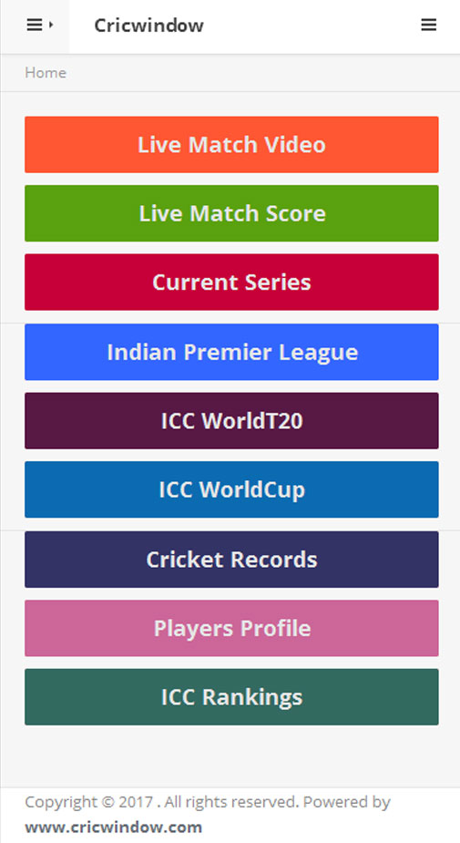 cricwindow mobile app main page