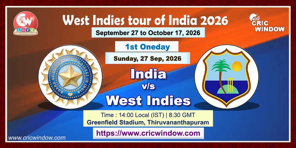 1st ODI : India vs West Indies live 2026
