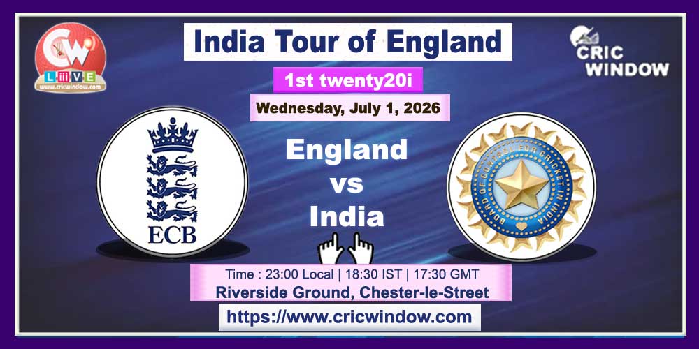 1st t20i : England vs India live 2026