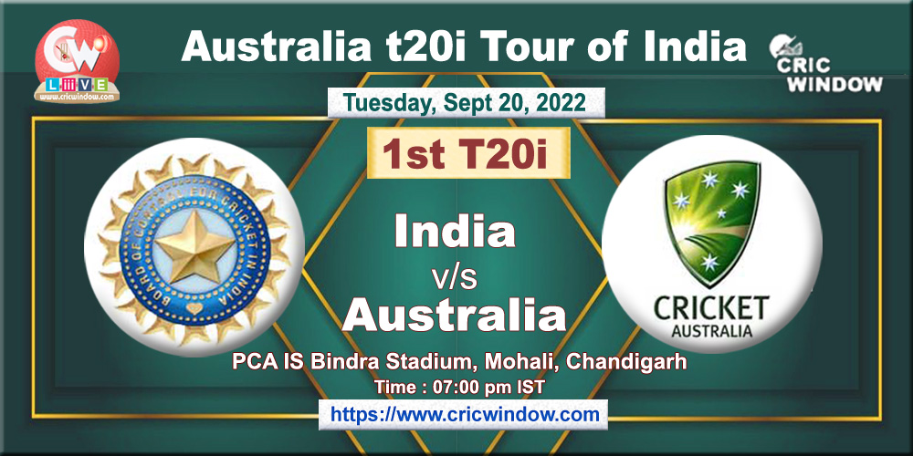 India vs Australia 1st t20i live 2022