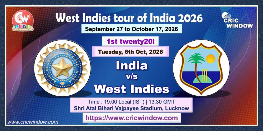 1st t20i India vs West Indies live 2026