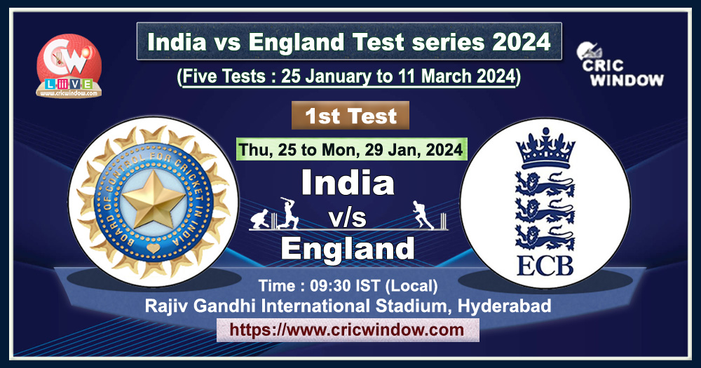 1st Test : India vs England live 2024