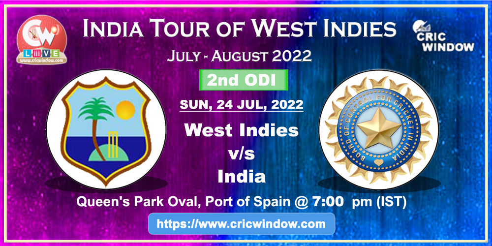 2nd ODI : West Indies vs India live action