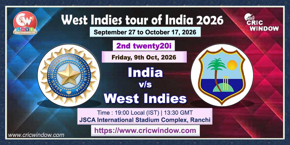 2nd t20i India vs West Indies live 2026
