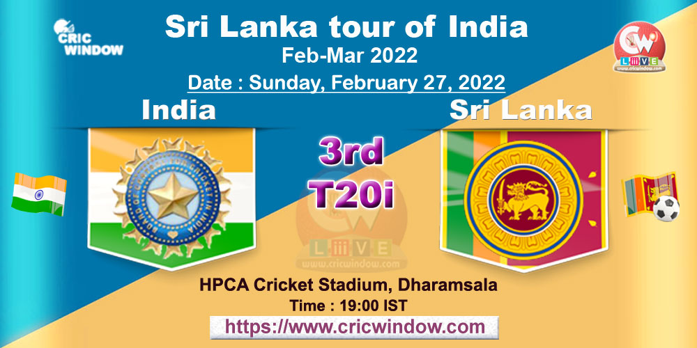 3rd t20i India vs Sri Lanka live score 2022