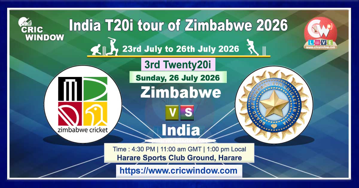 3rd t20i Zimbabwe vs India live 2026