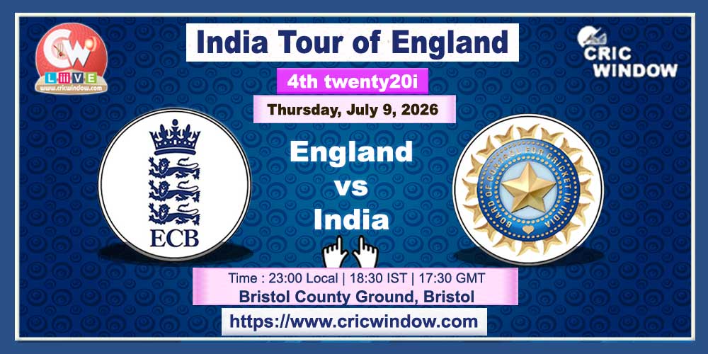 4th t20i England vs India live 2026