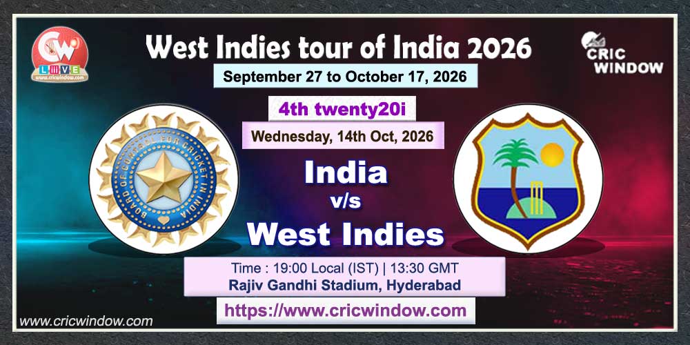 4th t20i India vs West Indies live 2026