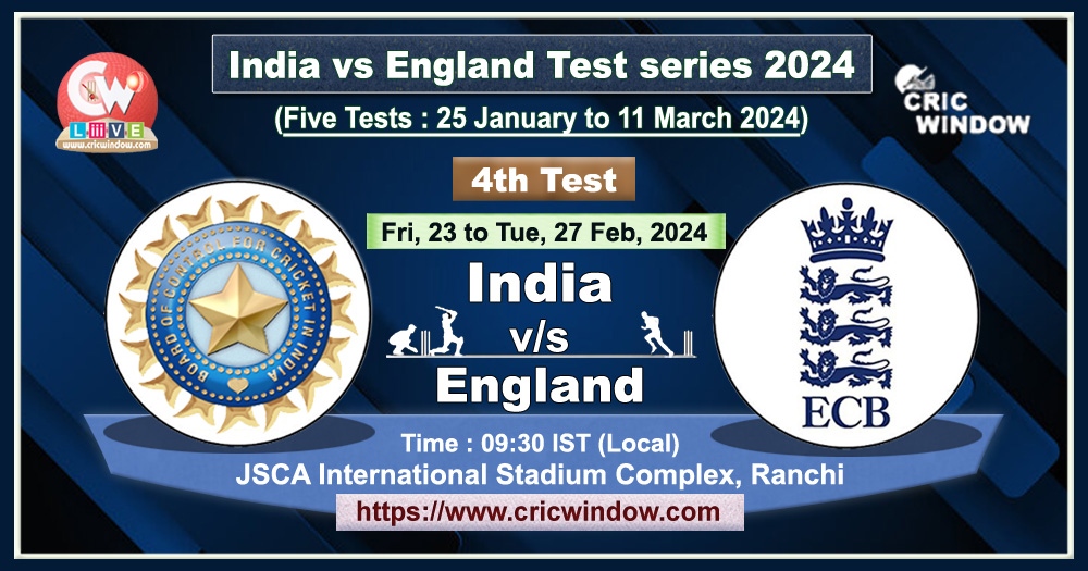 India vs England 4th Test live 2024