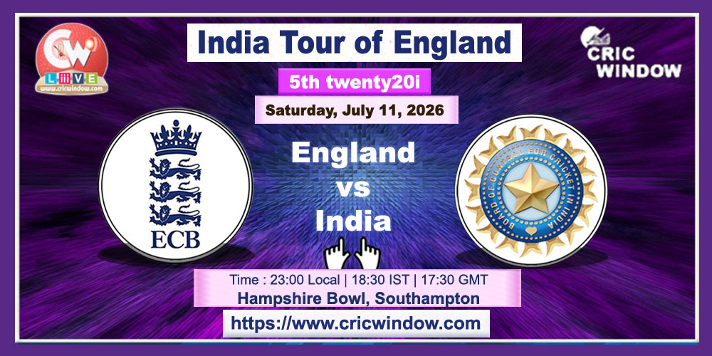 5th t20i England vs India live 2026