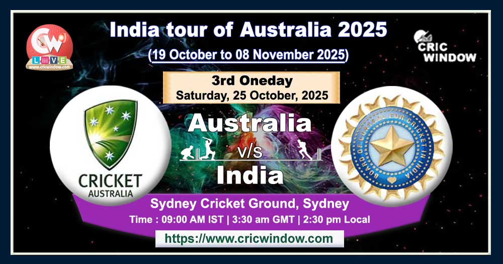 3rd ODI Aus vs Ind live updates