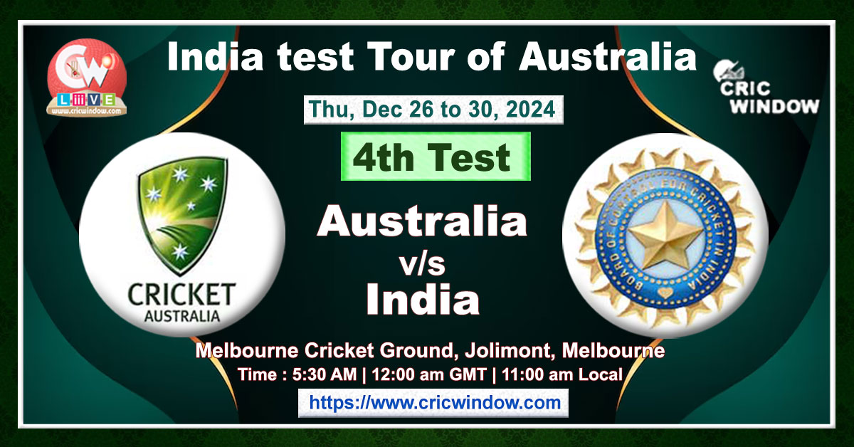 4th Test Australia vs India live 2024