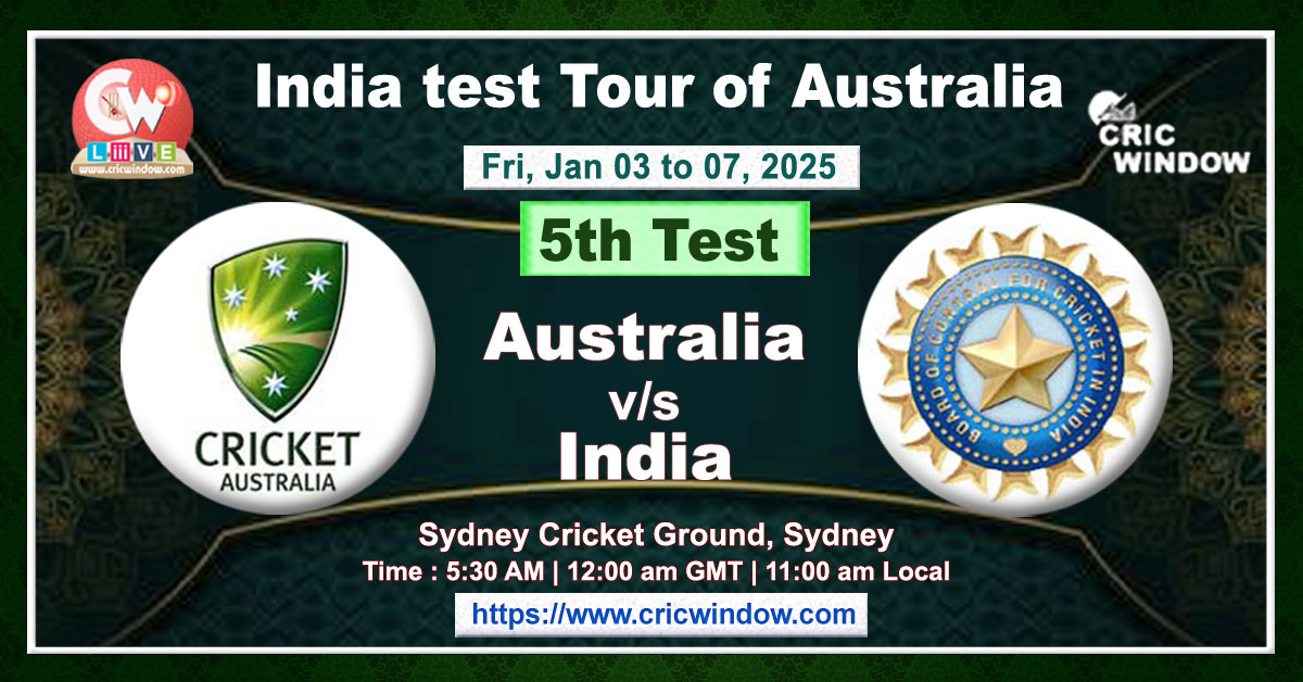 5th Test Australia vs India live 2024