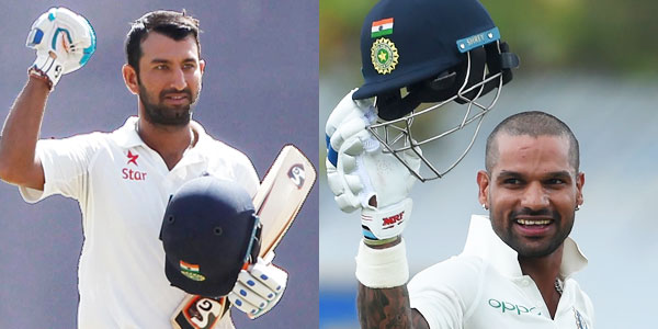 CA Pujara and S Dhawan India