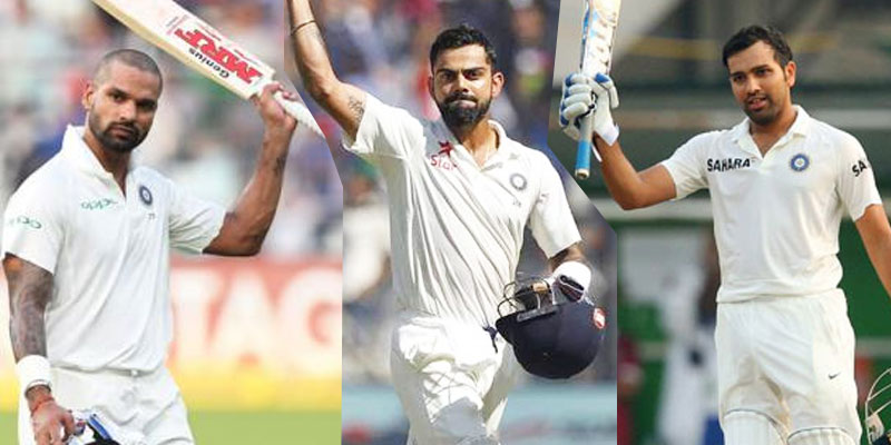 S Dhawan, V Kohli and RG Sharma India