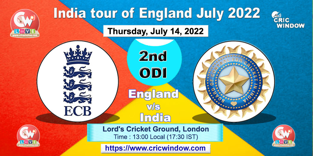 India vs England 2nd ODI live 2022