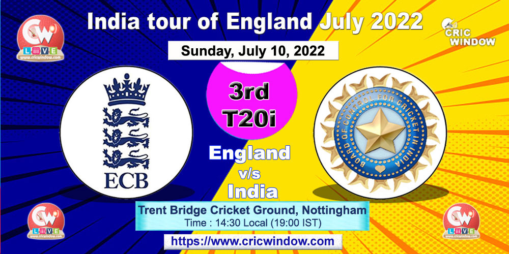 3rd t20i England vs India live 2022