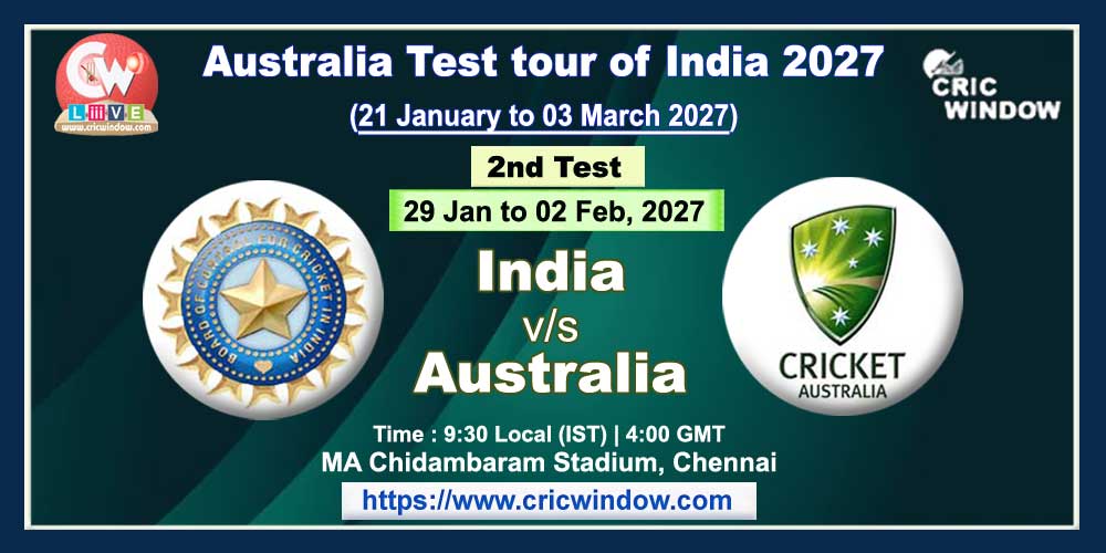 2nd test India vs Australia live 2027