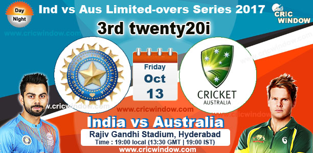 Ind vs Aus 3rd t20i live