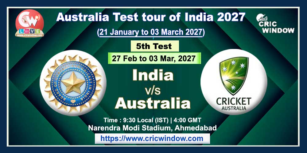 5th test India vs Australia live 2027