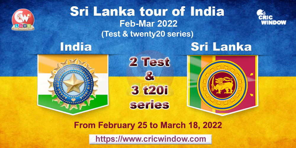 Schedule of India vs Sri Lanka test and t20i series 2022