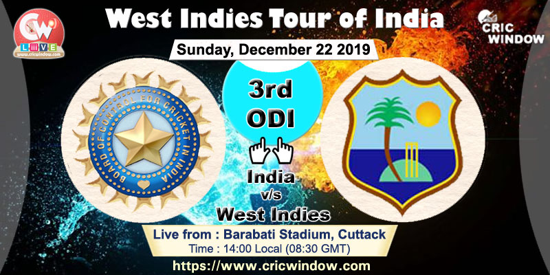 3rd odi : India vs West Indies live action