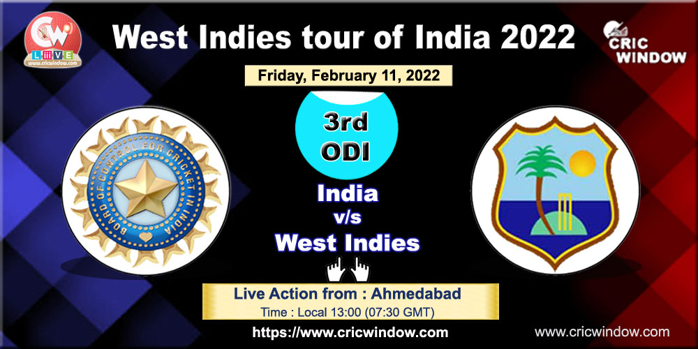 3rd ODI Ind vs WI live