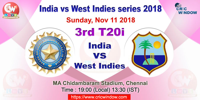 3rd t20i India vs West Indies live action