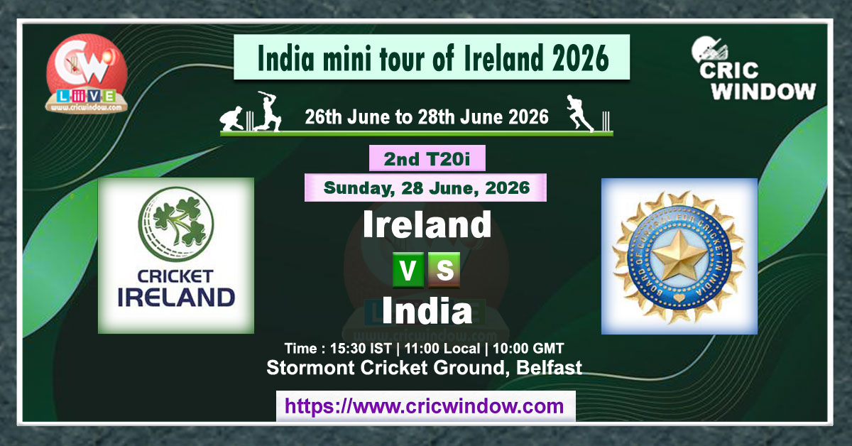 2nd t20i Ireland vs India live 2026