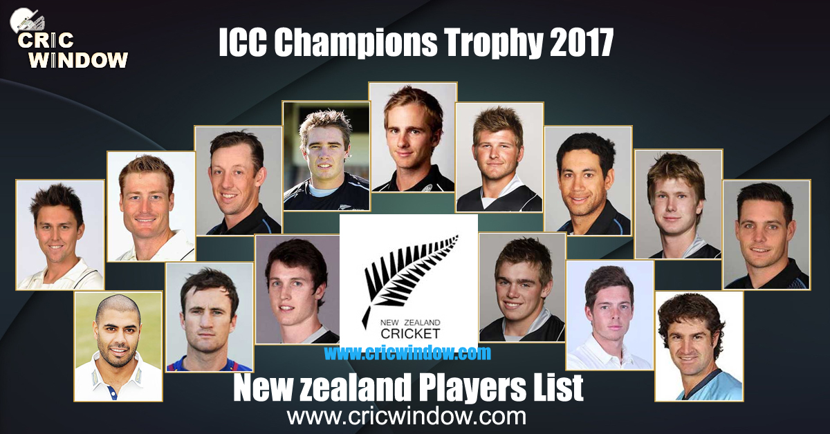 New Zealand squad for champions trophy 2017