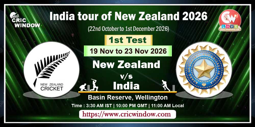 1st Test New Zealand vs India live 2026