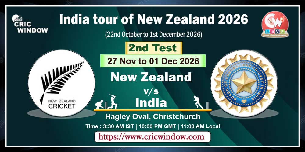 2nd Test New Zealand vs India live 2026