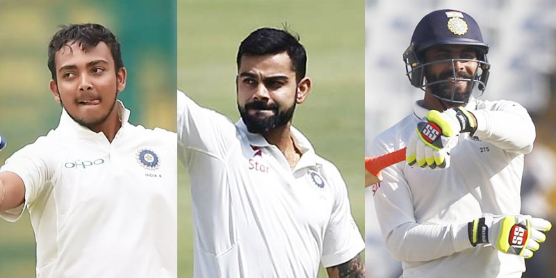 Prithvi Shaw, Kohli and Jadeja India