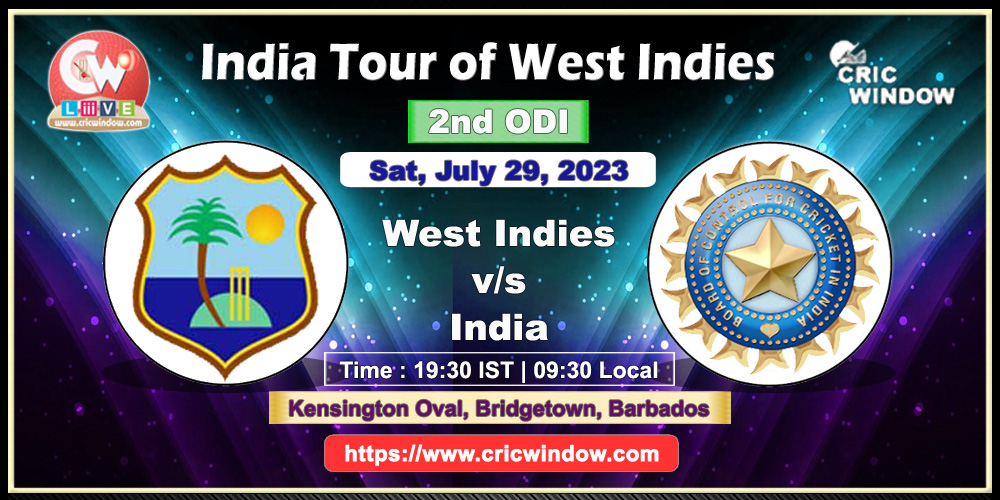 2nd ODI : WI vs Ind live action 2023