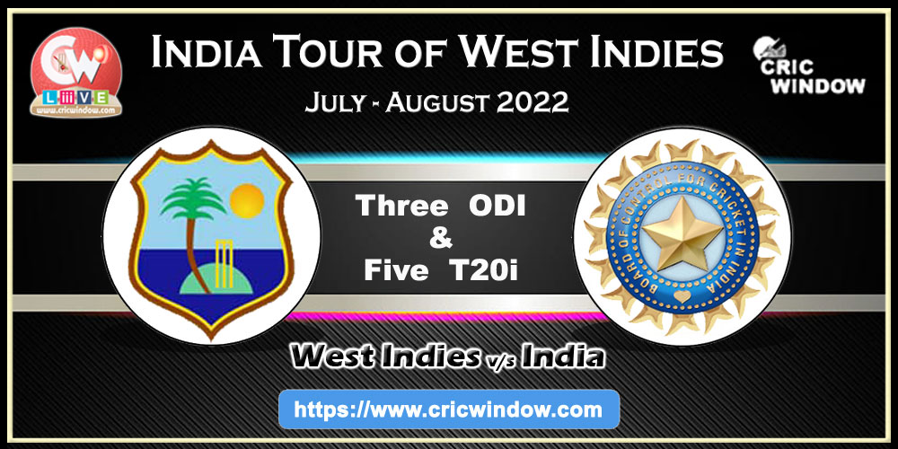 India tour of West Indies in July 2022
