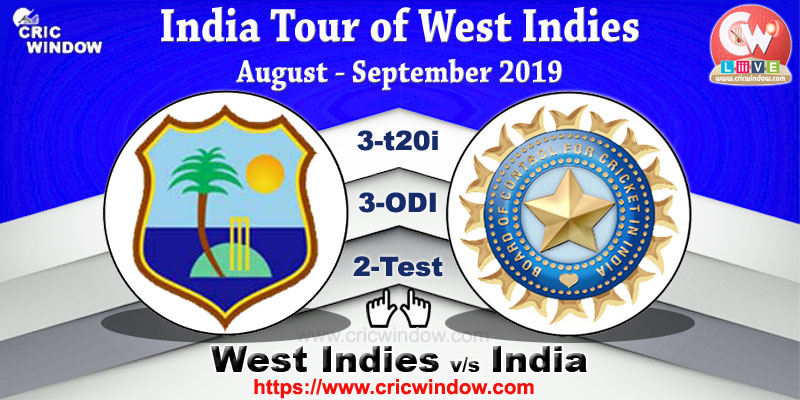 WI vs Ind all format seires stats 2019