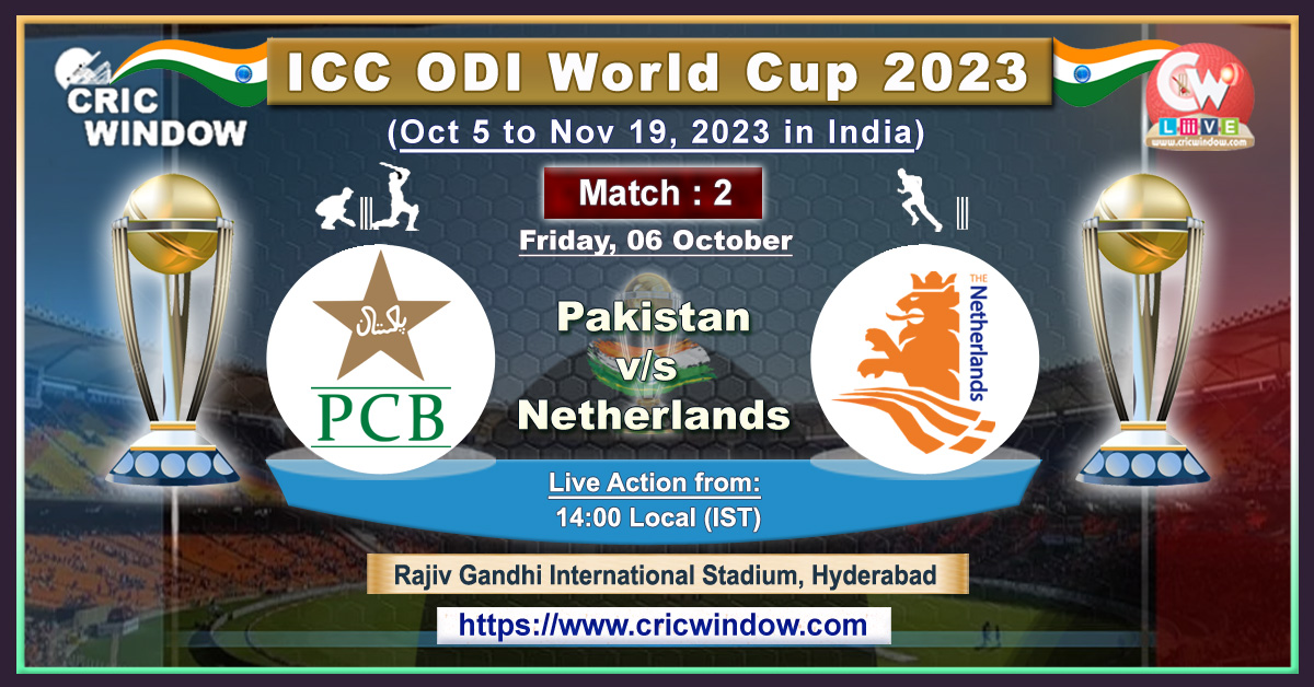 Pakistan vs Netherlands ICC ODI Worldcup match2 live update 2023